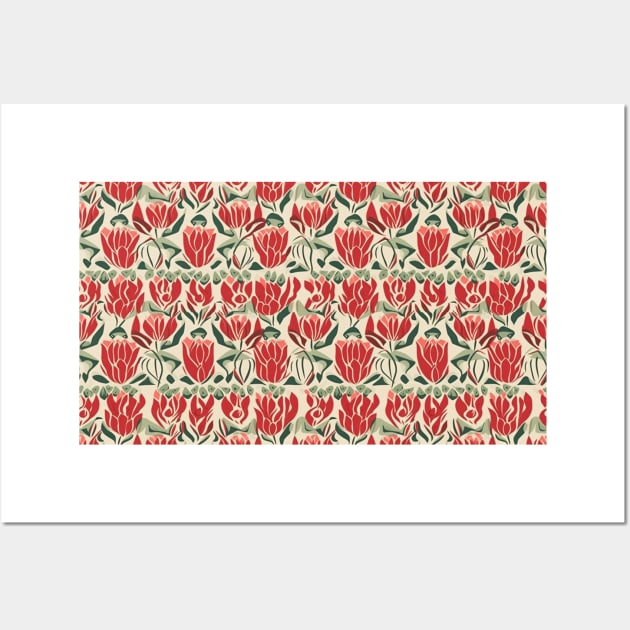 Tulips Flower Seamless Pattern V6 Wall Art by Family journey with God